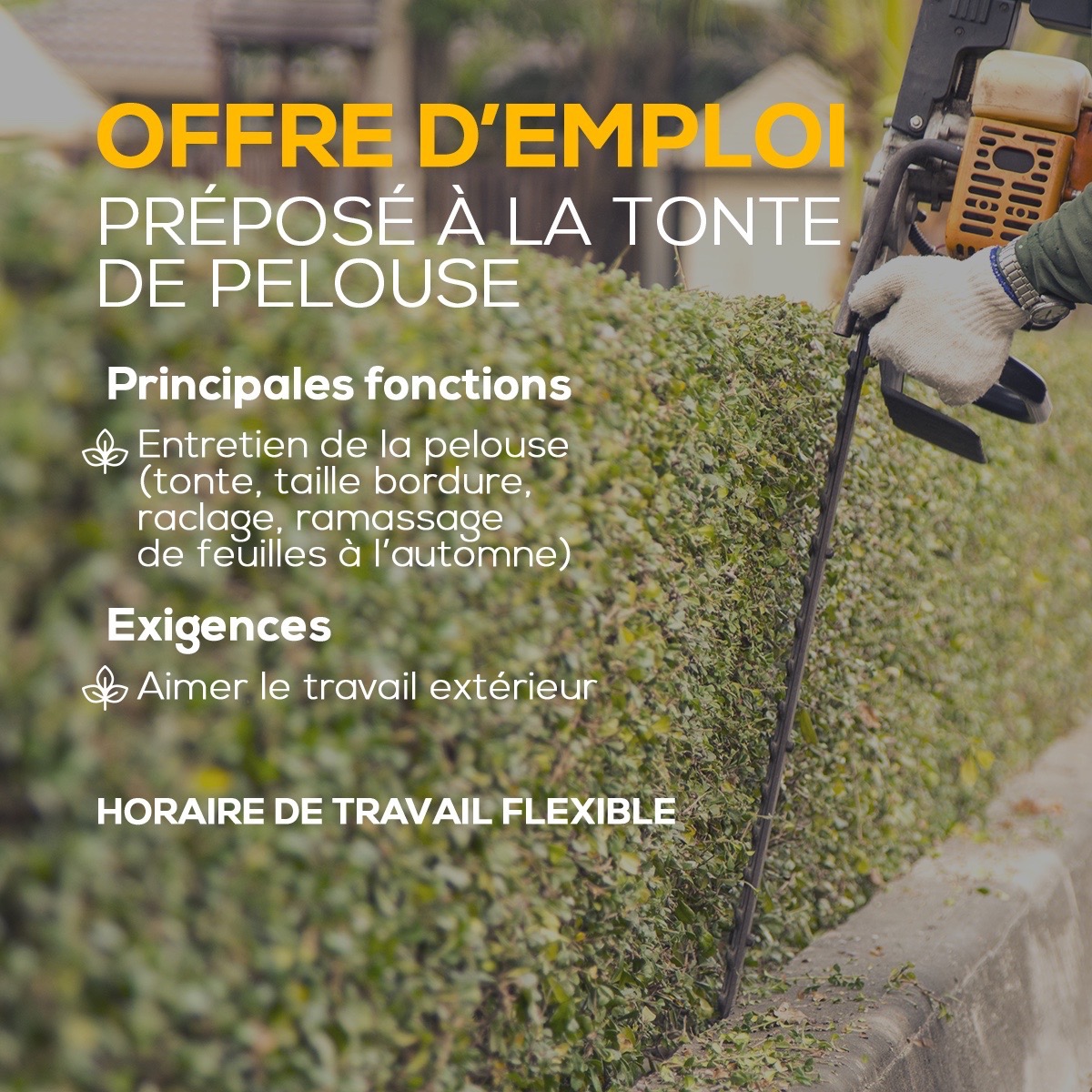 Emploi tonte de gazon